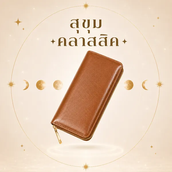 สีน้ำตาล จุฑา กระเป๋าเสริมดวง