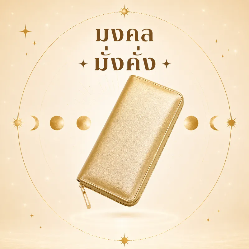 กระเป๋าสตางค์สีทอง Jutathai - เสริมความเจริญรุ่งเรืองและความสำเร็จ