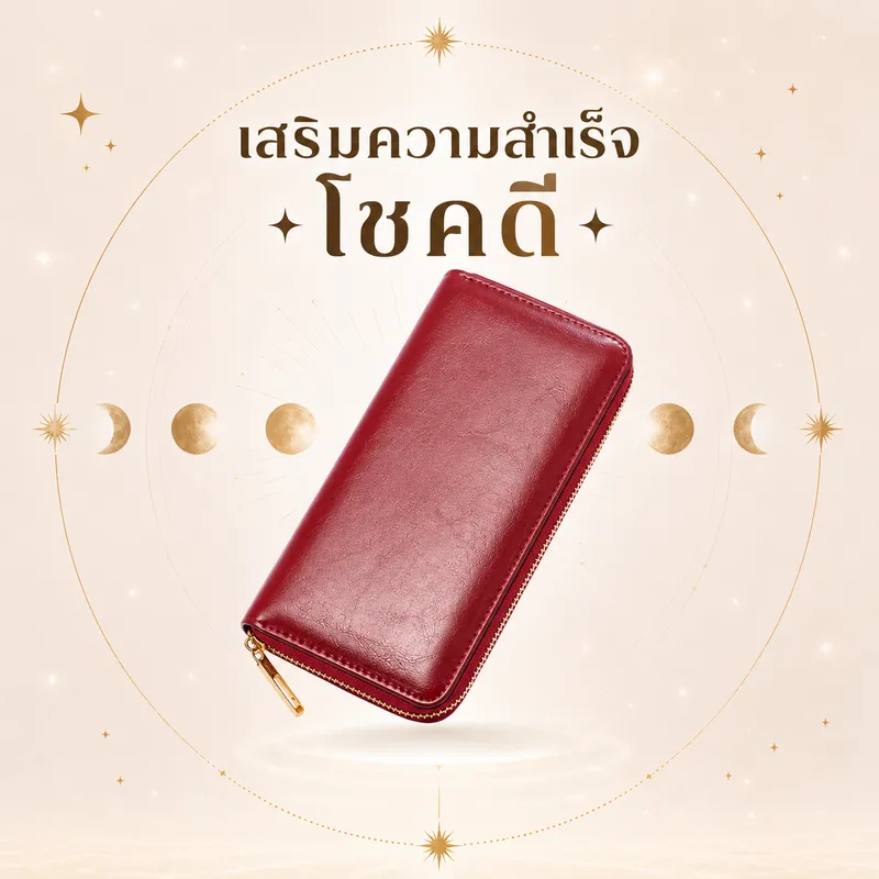 กระเป๋าสตางค์สีไวน์แดง Jutathai - ส่งเสริมความหรูหราและโชคลาภ